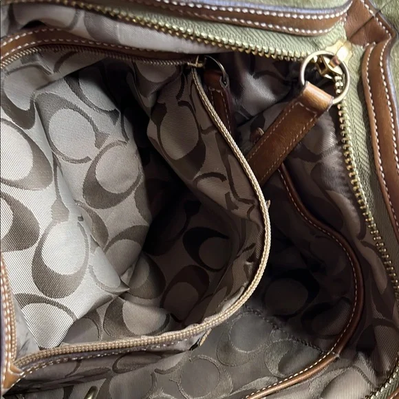 Coach suede Moss green Mini Bag with brown Leather Strap - Picture 4 of 5